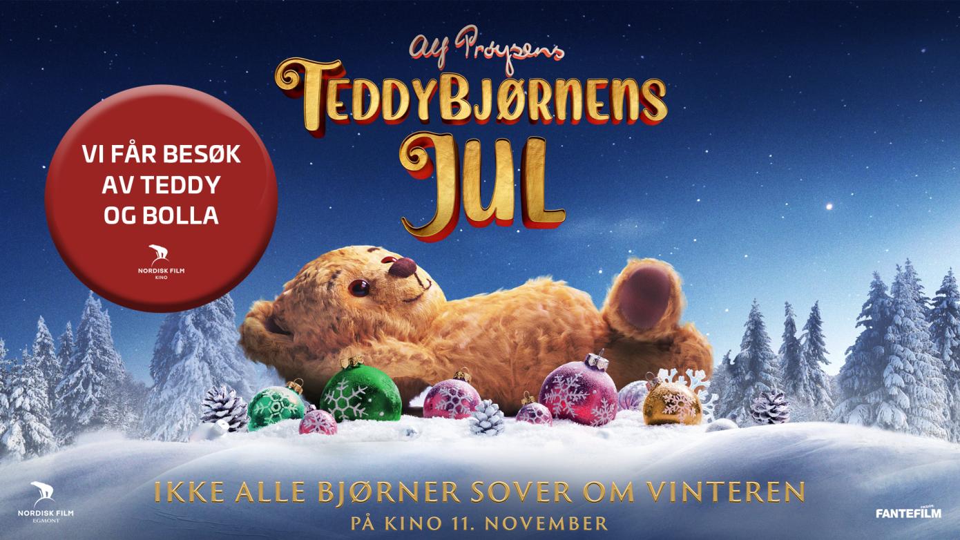 Vi får besøk av Teddy og Bolla fra Teddybjørnens Jul på Den Store Kinodagen